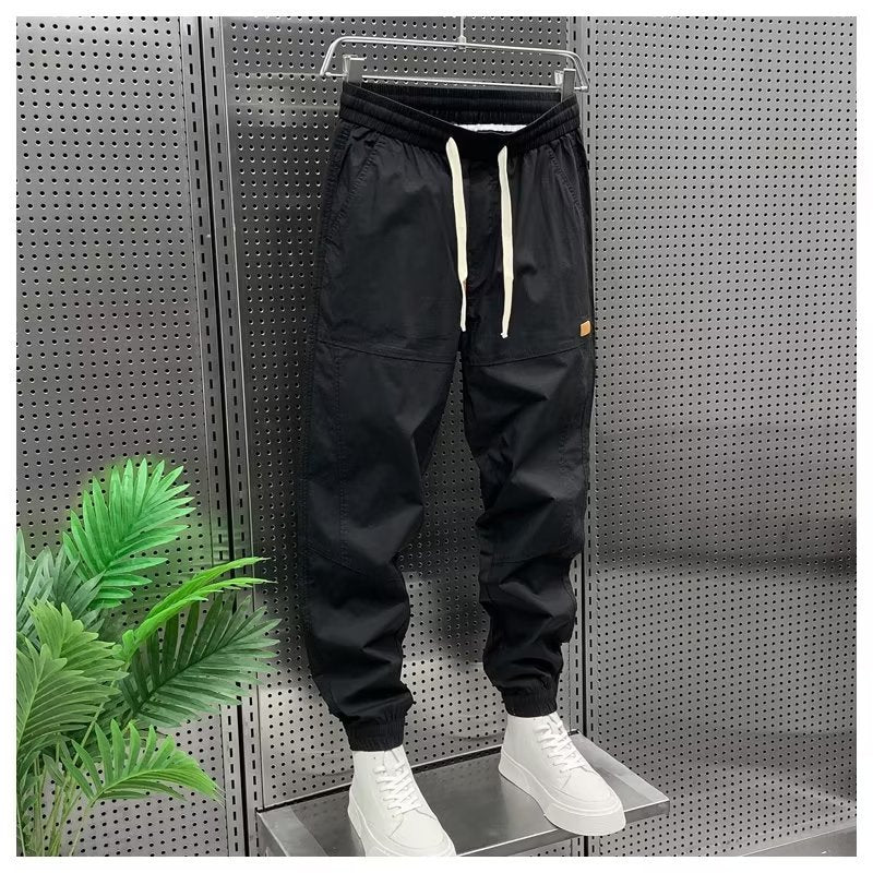 Retro Japanse Stijl Heren Jogger Broek – Katoenen Workwear-Herenkleding > Broeken > Joggers-Myna Mode-Zwart-M-Myna Mode