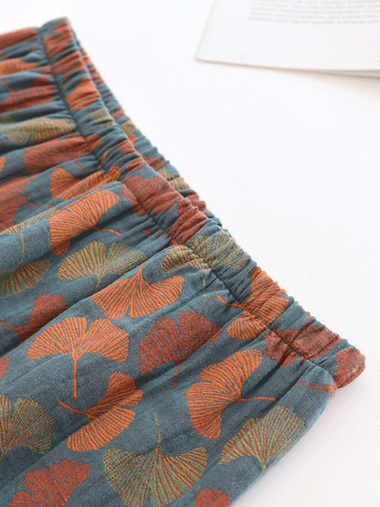 2-teiliges Damenpyjama – Crêpe-Set mit Blumenmuster & langen Ärmeln