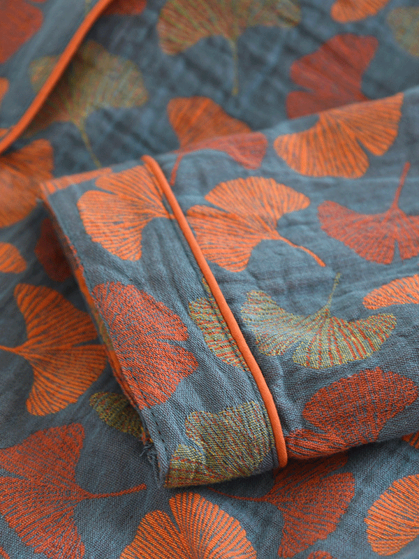 2-teiliges Damenpyjama – Crêpe-Set mit Blumenmuster & langen Ärmeln