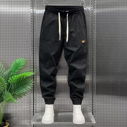 Retro Japanse Stijl Heren Jogger Broek – Katoenen Workwear-Herenkleding > Broeken > Joggers-Myna Mode-Zwart-M-Myna Mode