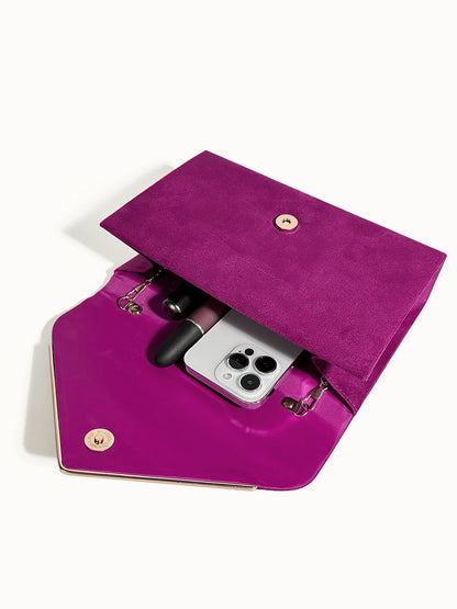 Fluwelen Envelope Clutch – Suède Look voor Avondelijke Elegantie
