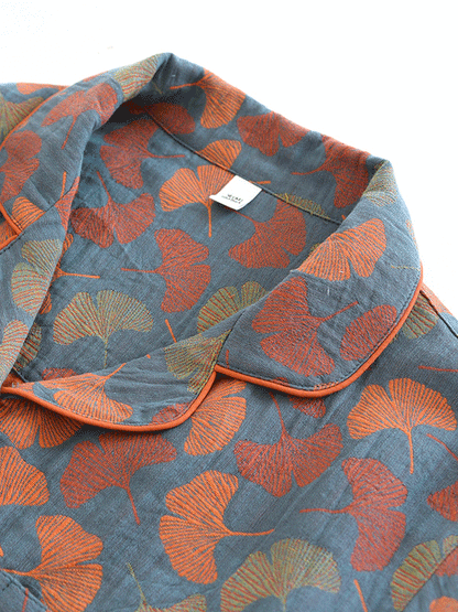 2-teiliges Damenpyjama – Crêpe-Set mit Blumenmuster & langen Ärmeln