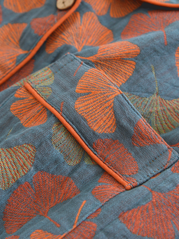 2-teiliges Damenpyjama – Crêpe-Set mit Blumenmuster & langen Ärmeln