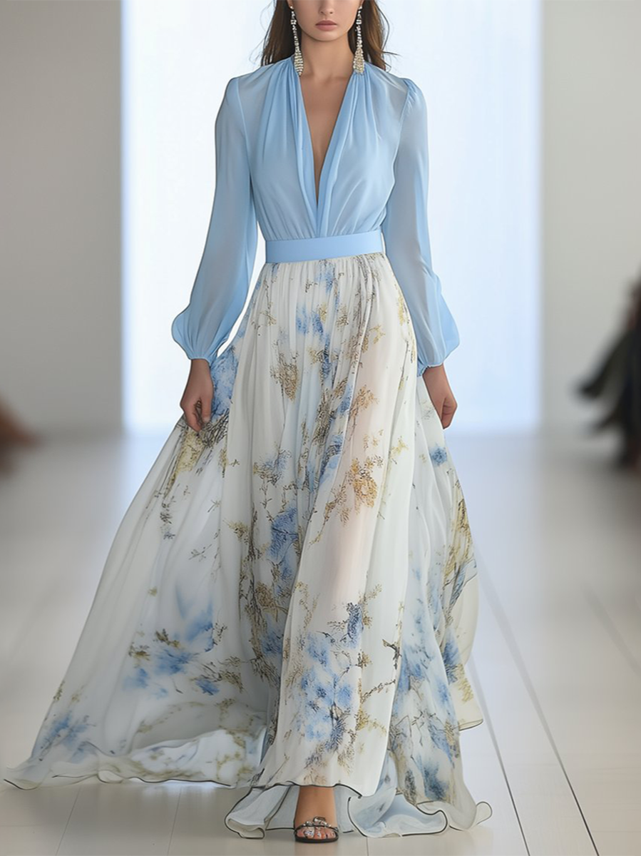 Dames Maxi Jurk | V-Hals & Bloemenprint