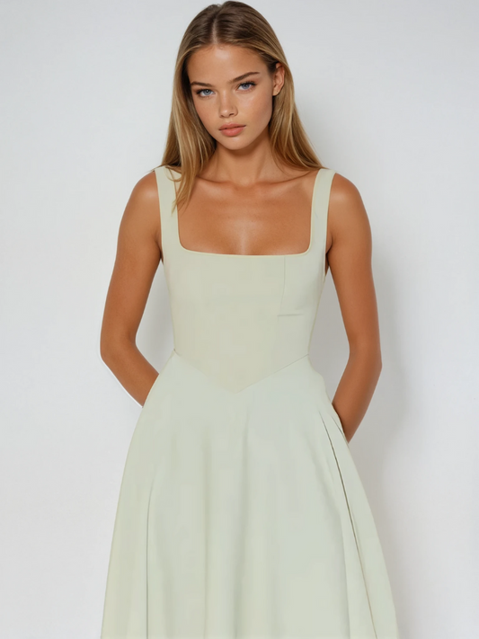 Scarlett Grace - Elegante Off-Shoulder Jurk voor Dames-Dames jurk-Myna Mode-Sálvia-S-Myna Mode