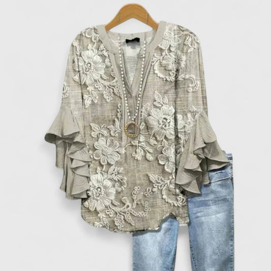 Saryphiah | Comfortable Blouse-Myna Mode-Light Brown-S-Myna Mode