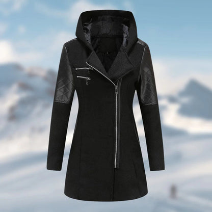 Women's Jacket with Asymmetric Zipper and Hood