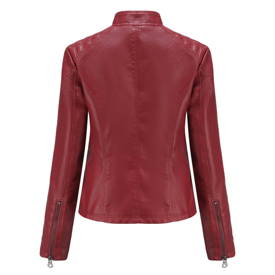 Dames Leren Jas met Tijdloze Elegante Look