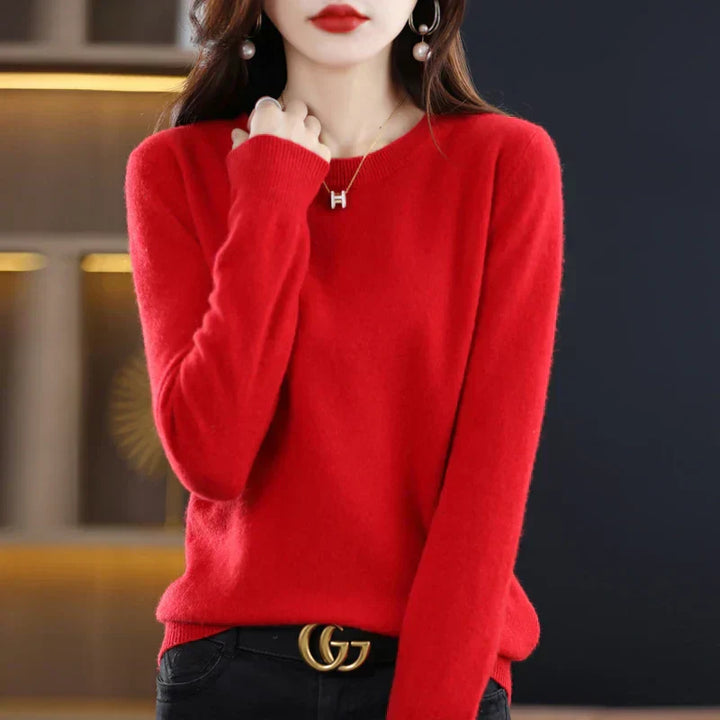 Women's Sweater of 100% Cashmere – Classic Round Neck & Timeless Elegance