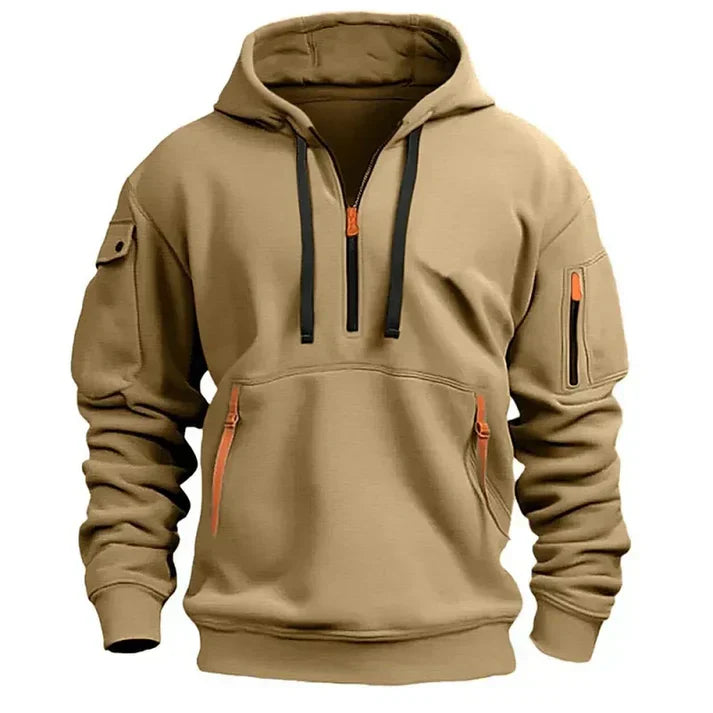 Sporty Men's Hoodie with Half Zipper – Comfortable & Functional