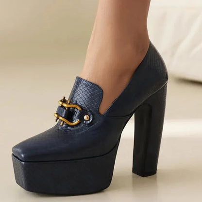 Alessia - Elegante Dames Hak met Platform & Blokhak