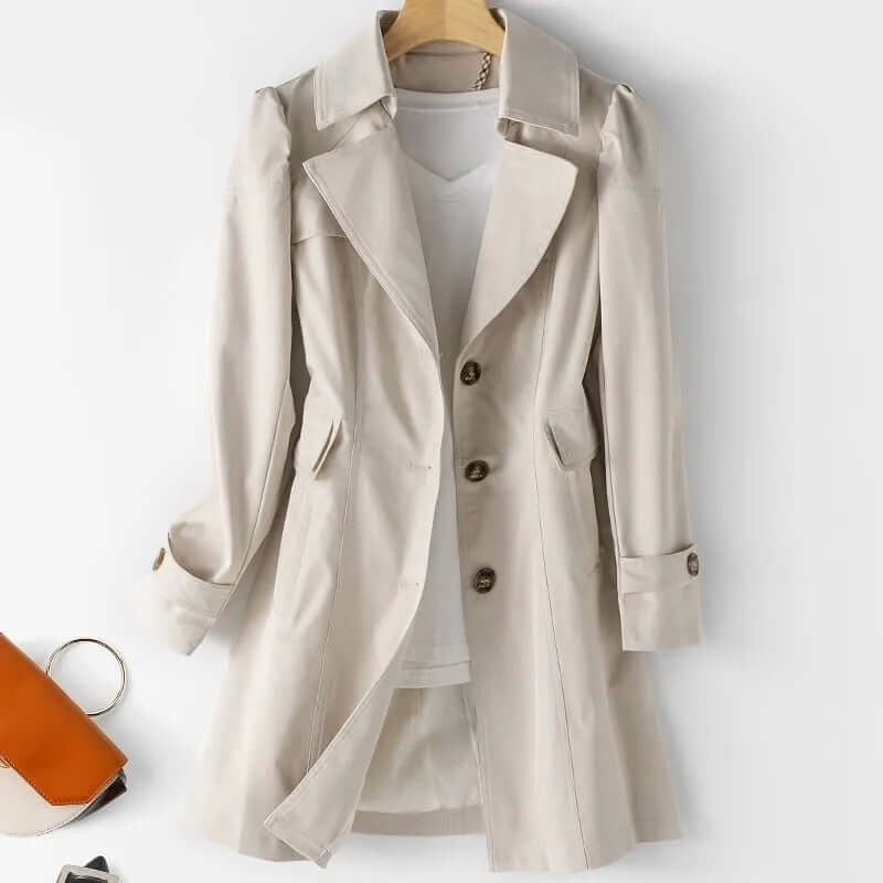 Halblanger Damen-Trenchcoat mit Ein-Knopf-Verschluss und eleganter Passform