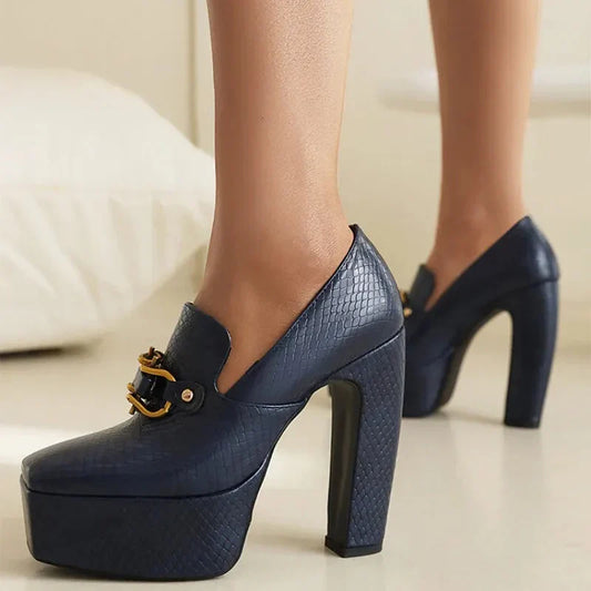 Alessia - Elegante Dames Hak met Platform & Blokhak