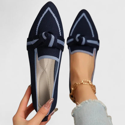 Dames Instappers | Geweven Design & Puntneus | Comfortabele Elegante Schoen-Kleding – Dames – Schoenen – Instappers-Myna Mode-Marineblauw-US 5 - UK 3-Myna Mode