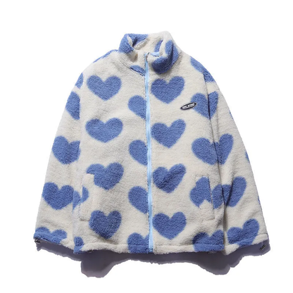 Women's Jacket with Heart Print – Stylish & Warm for Autumn/Winter