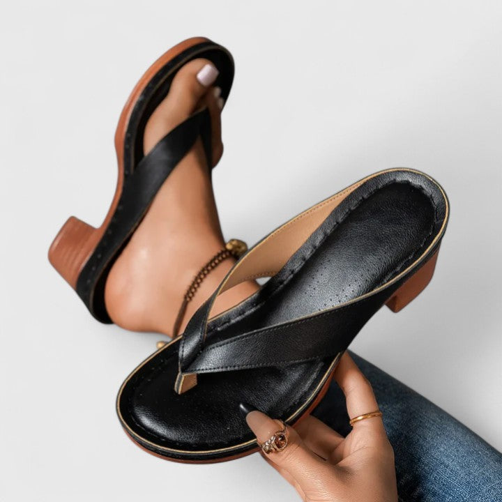Dames Sandalen met Blokhak en Kruisband – Comfortabele Elegante Zomerschoenen-Schoenen – Dames – Sandalen – Sandalen met Blokhak-Myna Mode-Zwart-US 5 - UK 3-Myna Mode