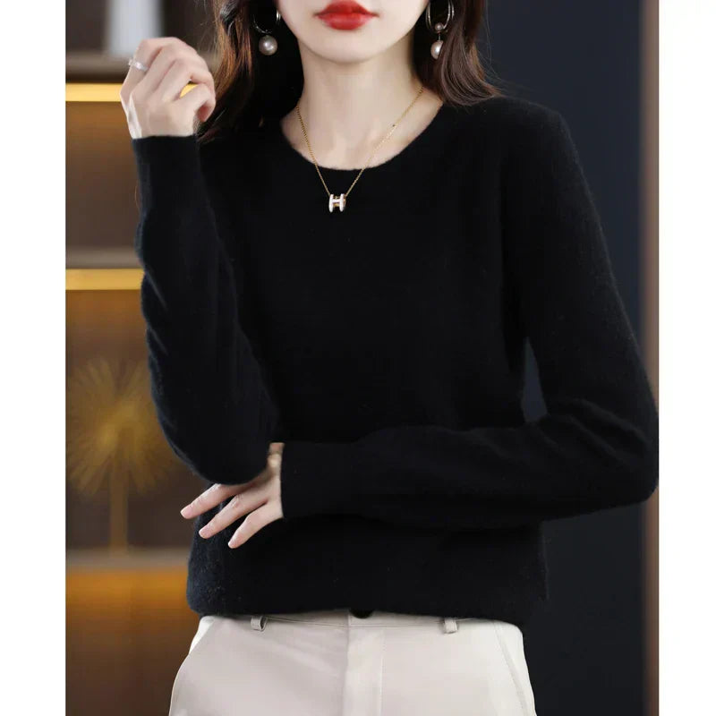 Women's Sweater of 100% Cashmere – Classic Round Neck & Timeless Elegance