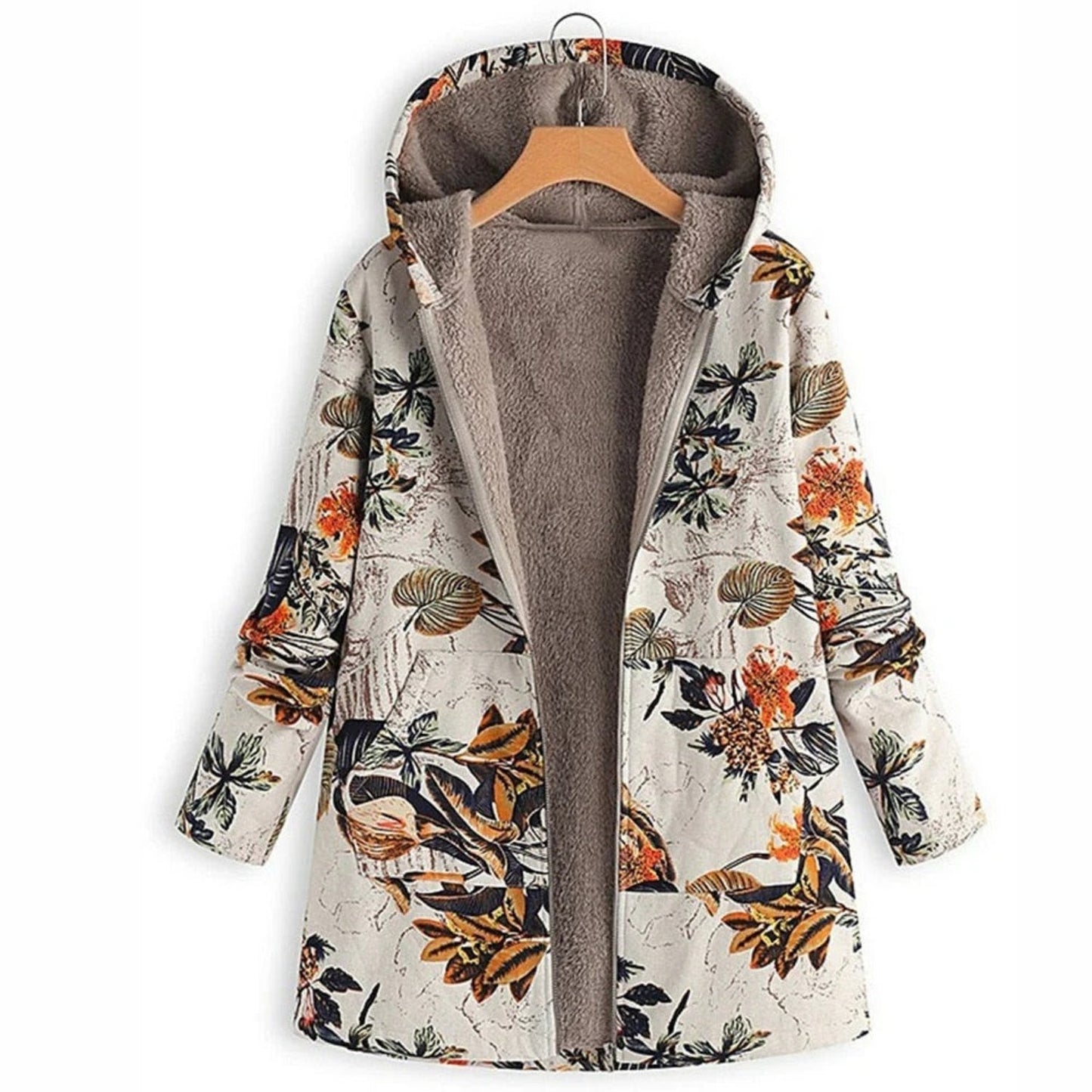 Warm Women's Jacket with Floral Print – Casual & Comfortable for Autumn/Winter