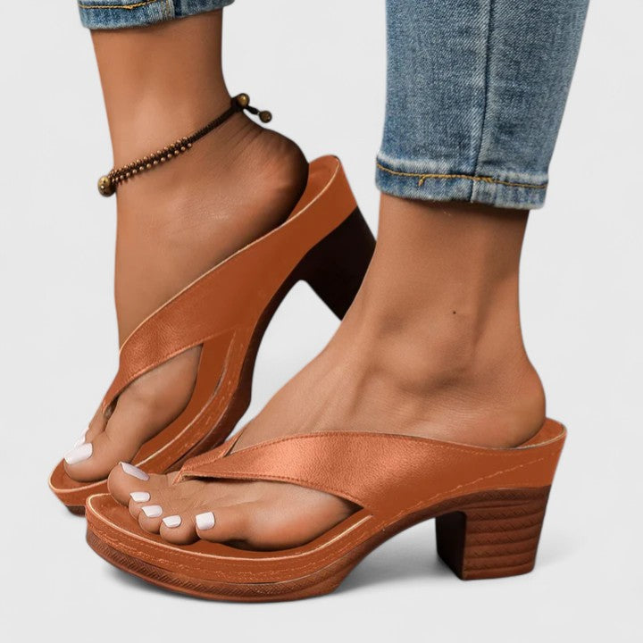 Dames Sandalen met Blokhak en Kruisband – Comfortabele Elegante Zomerschoenen-Schoenen – Dames – Sandalen – Sandalen met Blokhak-Myna Mode-Bruin-US 5 - UK 3-Myna Mode