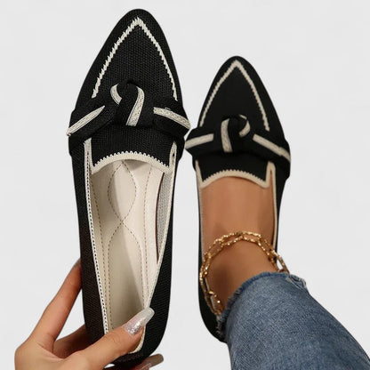 Dames Instappers | Geweven Design & Puntneus | Comfortabele Elegante Schoen-Kleding – Dames – Schoenen – Instappers-Myna Mode-Zwart-US 5 - UK 3-Myna Mode