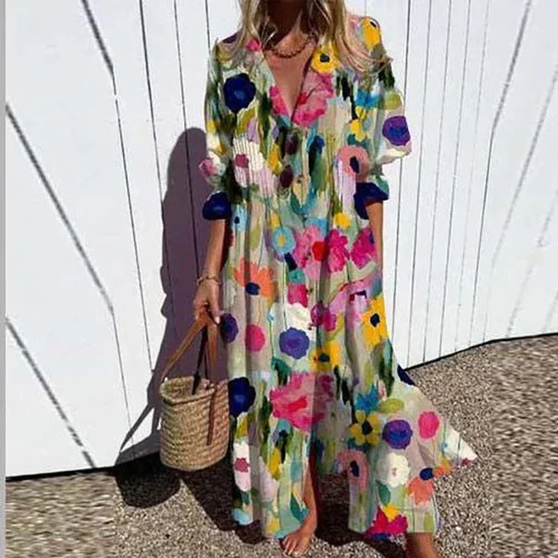 Boho Maxi Jurk Dames | Kleurrijke Print