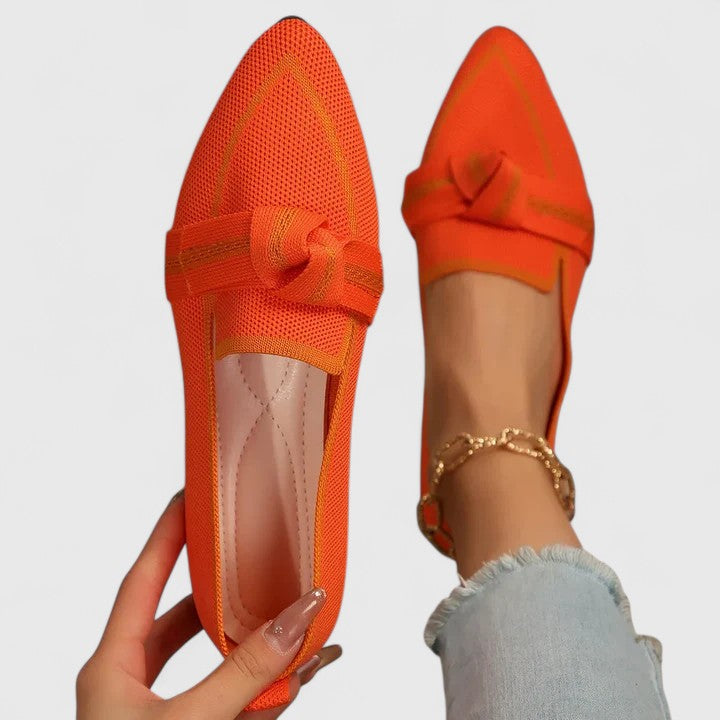Dames Instappers | Geweven Design & Puntneus | Comfortabele Elegante Schoen-Kleding – Dames – Schoenen – Instappers-Myna Mode-Oranje-US 5 - UK 3-Myna Mode