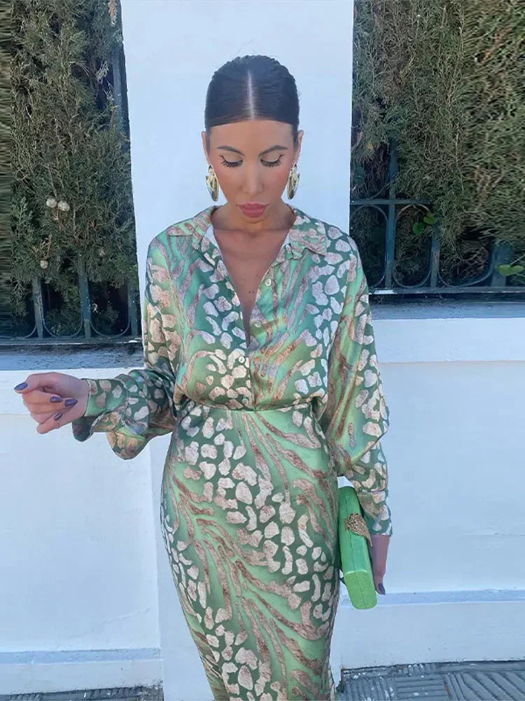 Midi Jurk | Luxe Print & Elegante Pasvorm
