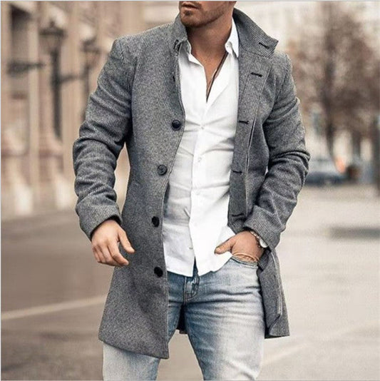 Heren lange mantel van wolmix – Slim fit jas voor smart-casual stijl