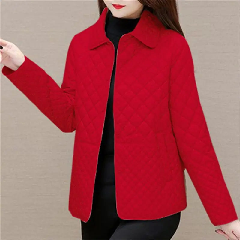 Women's Quilted Checkered Coat – Warm Autumn/Winter Coat with Classic Design