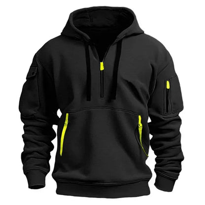 Sporty Men's Hoodie with Half Zipper – Comfortable & Functional