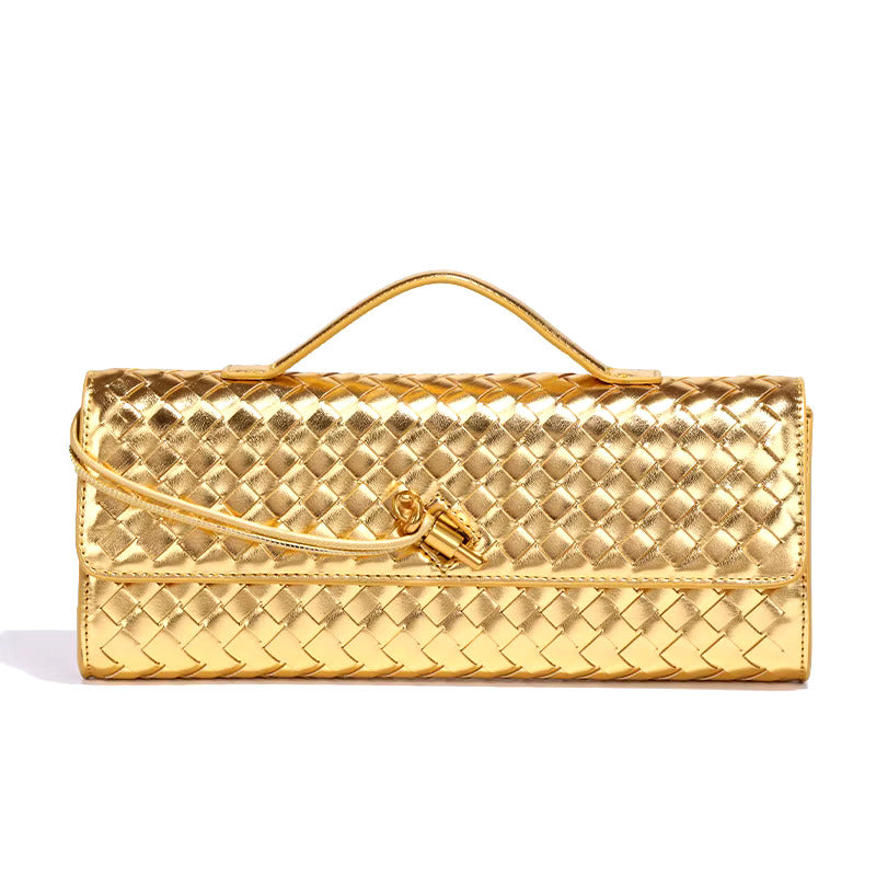 Chique Gevlochten Vegan Leren Clutch – Tijdloze Elegantie