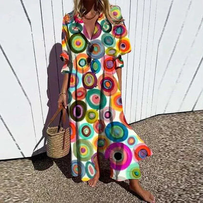 Boho Maxi Jurk Dames | Kleurrijke Print