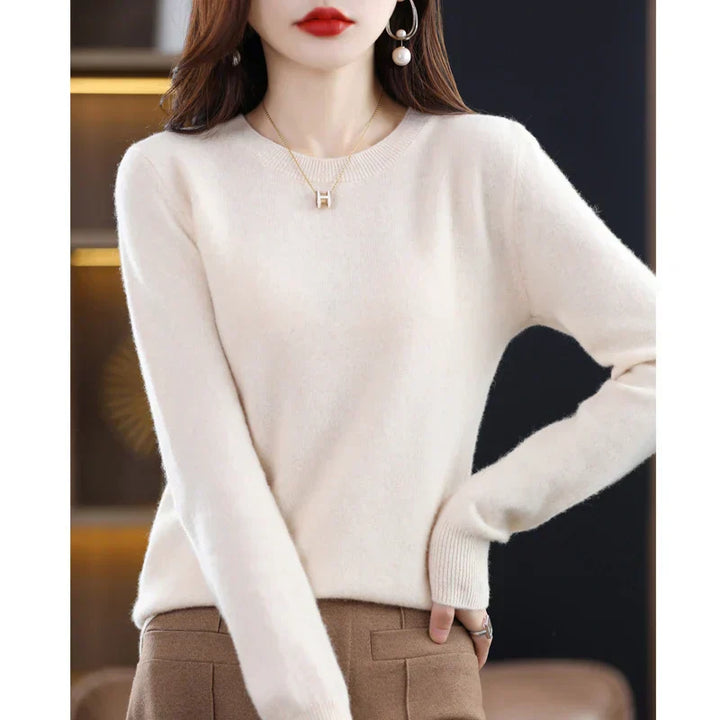 Women's Sweater of 100% Cashmere – Classic Round Neck & Timeless Elegance
