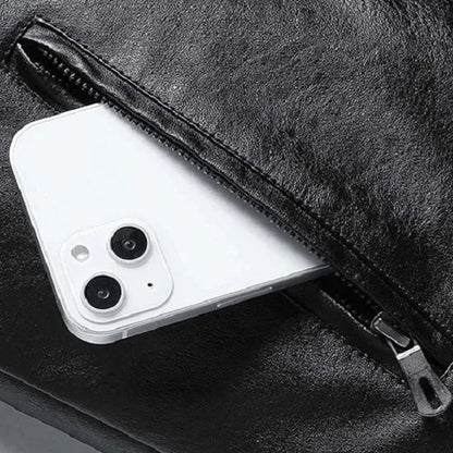 Stijlvolle Leren Herenjas met Zakken – PU Leer & Comfortabele Pasvorm