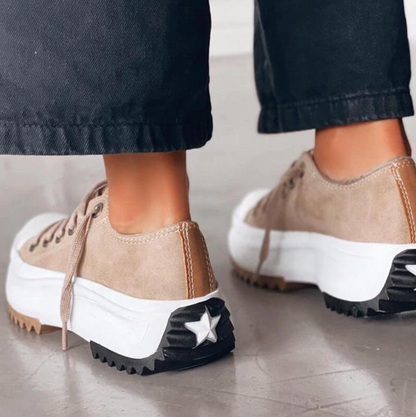 Women's Platform Sneakers – Trendy Low Canvas Shoes with Thick Sole