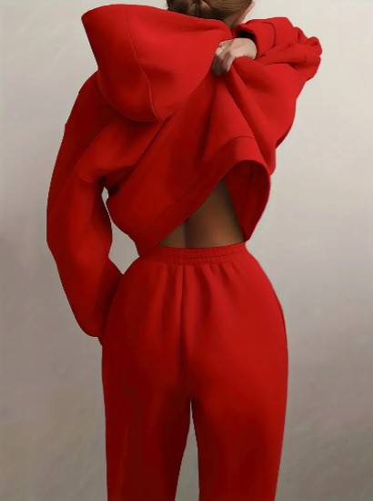 Women's Tracksuit with Hoodie and Long Sleeves – Casual & Comfortable