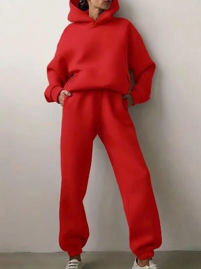 Women's Tracksuit with Hoodie and Long Sleeves – Casual & Comfortable