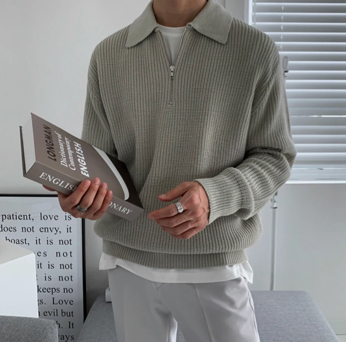 Men's Sweater with Quarter Zip – Classic Design and Comfortable Fit