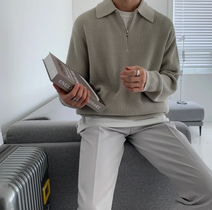 Men's Sweater with Quarter Zip – Classic Design and Comfortable Fit