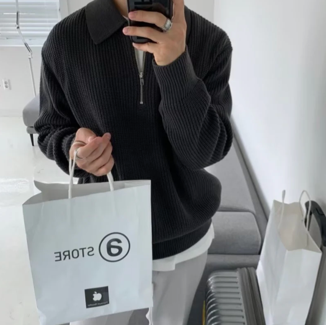 Men's Sweater with Quarter Zip – Classic Design and Comfortable Fit