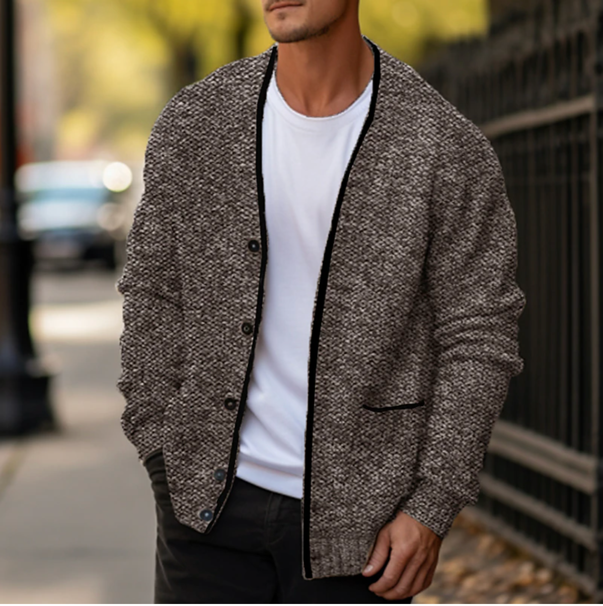 Men's Knitted Vest – Warm Cardigan for Autumn and Winter