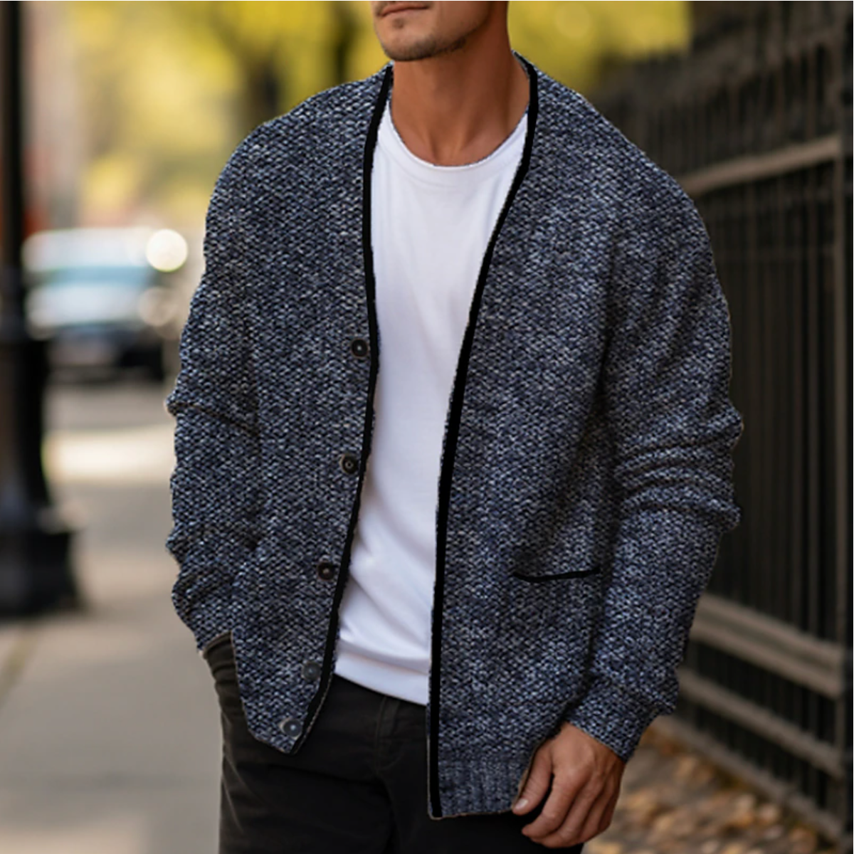 Men's Knitted Vest – Warm Cardigan for Autumn and Winter
