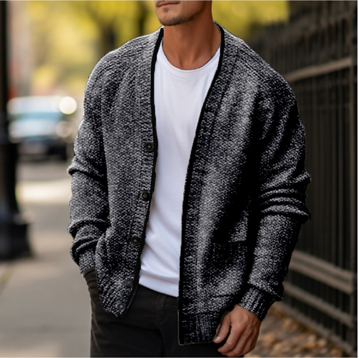 Men's Knitted Vest – Warm Cardigan for Autumn and Winter
