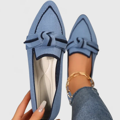 Dames Instappers | Geweven Design & Puntneus | Comfortabele Elegante Schoen-Kleding – Dames – Schoenen – Instappers-Myna Mode-Hemelsblauw-US 5 - UK 3-Myna Mode