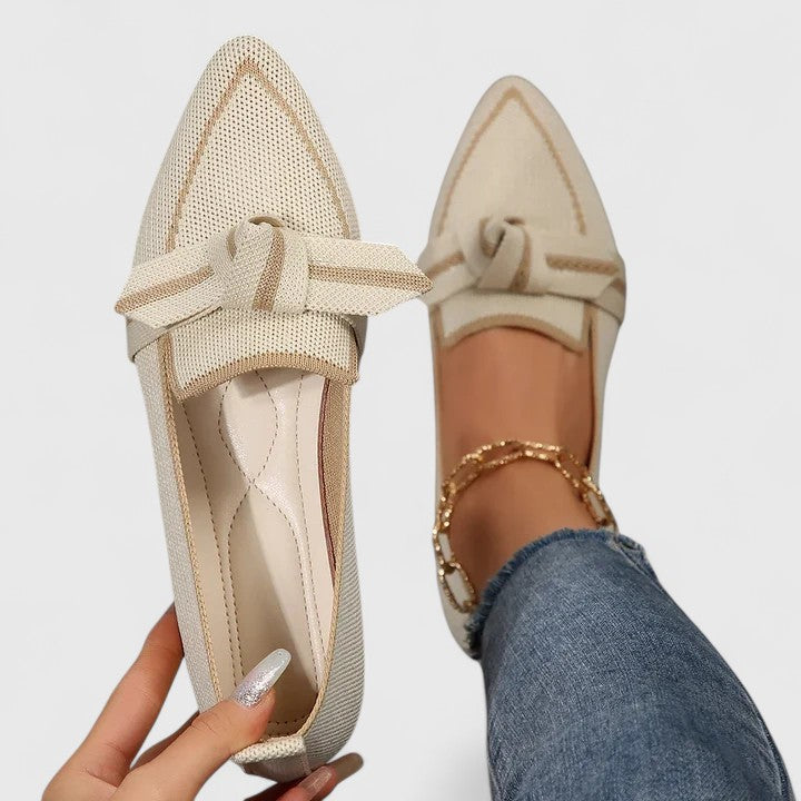 Dames Instappers | Geweven Design & Puntneus | Comfortabele Elegante Schoen-Kleding – Dames – Schoenen – Instappers-Myna Mode-Beige-US 5 - UK 3-Myna Mode