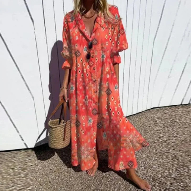 Boho Maxi Jurk Dames | Kleurrijke Print