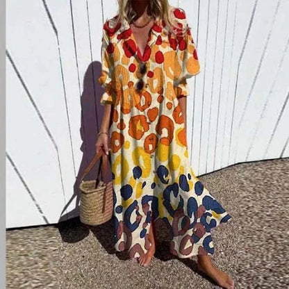 Boho Maxi Jurk Dames | Kleurrijke Print