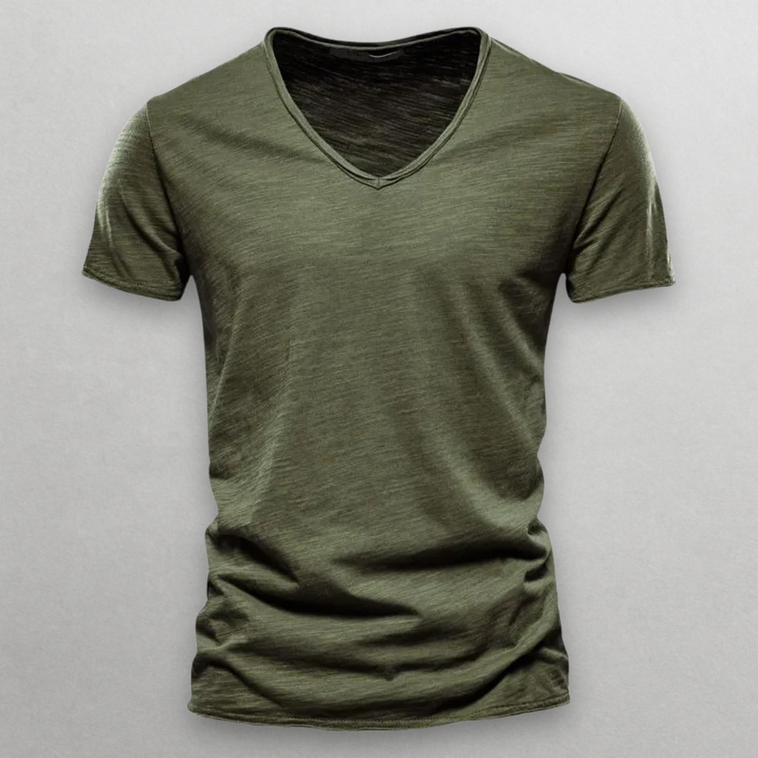 V-Hals T-Shirt voor Heren – Katoenen Slim Fit