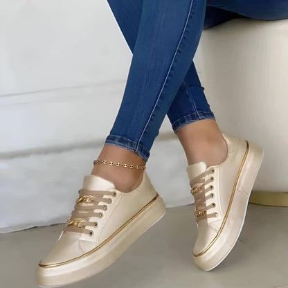 Women's Platform Sneakers with Chain Detail – Casual Shoes for Everyday Use