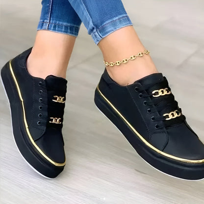 Women's Platform Sneakers with Chain Detail – Casual Shoes for Everyday Use
